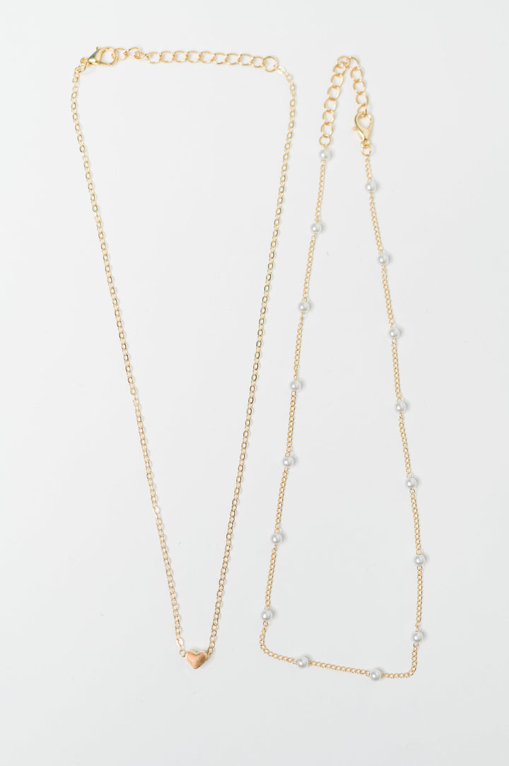 Heart of Gold Pendant Necklace Layered Set in Gold