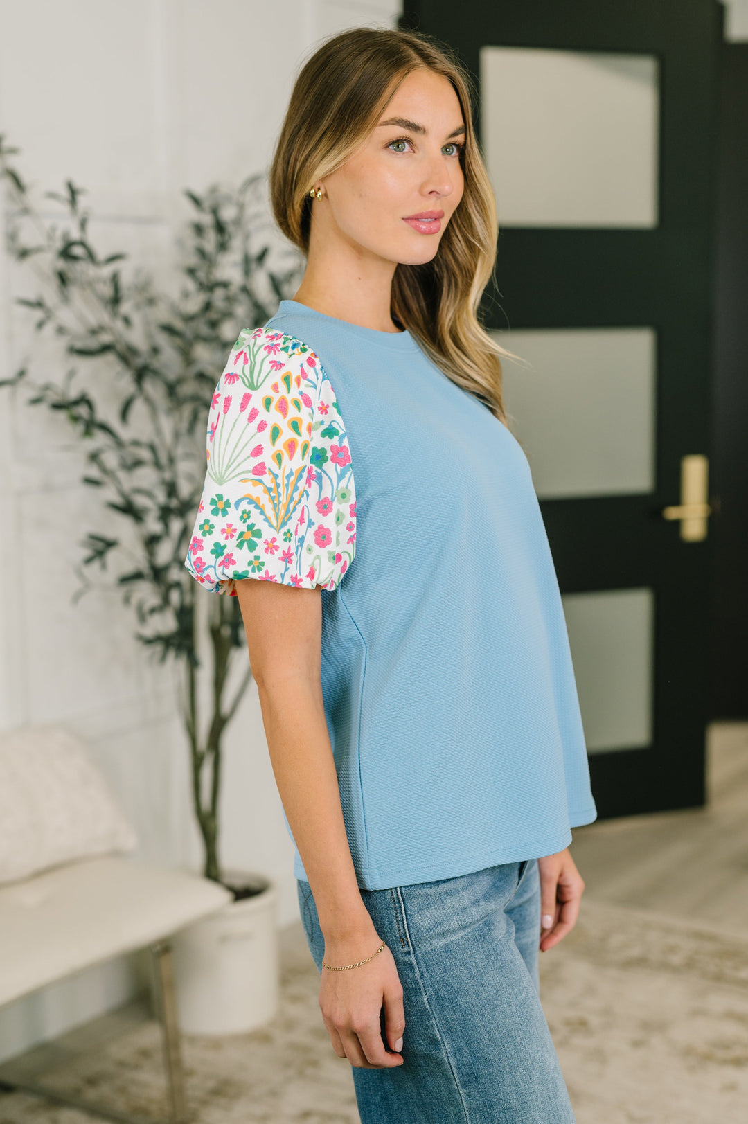 High Expectations Contrast Puff Sleeve Blouse - 6/12