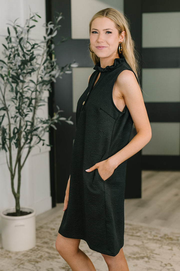 High Tide High Neck Embossed Sleeveless Dress in Black - 3/31