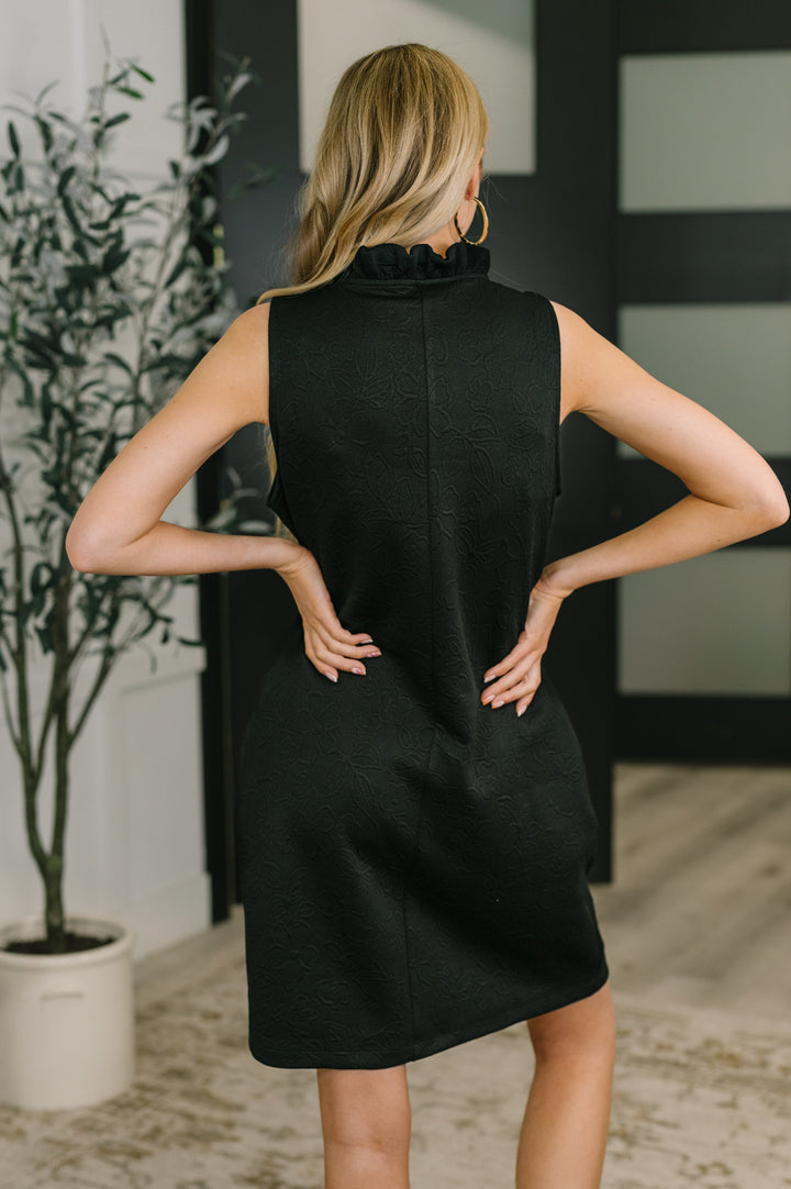High Tide High Neck Embossed Sleeveless Dress in Black - 3/31