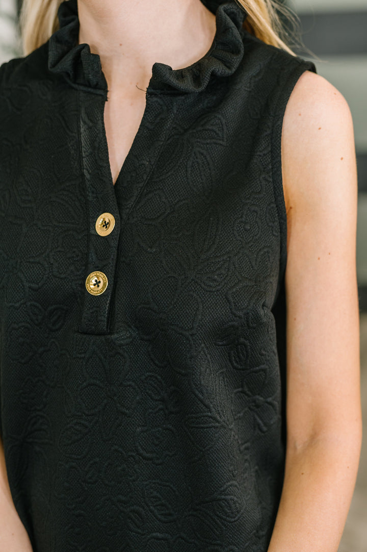 High Tide High Neck Embossed Sleeveless Dress in Black - 3/31