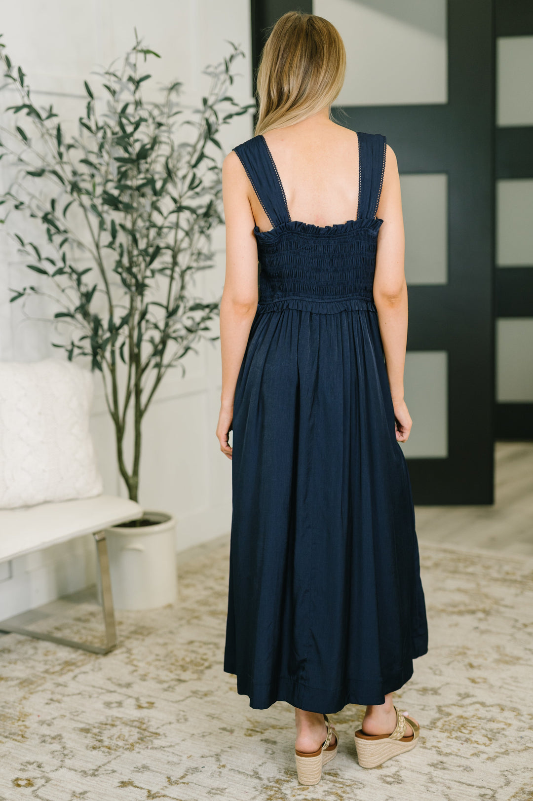 Hold Me Down Midi Dress in Navy - 7/30