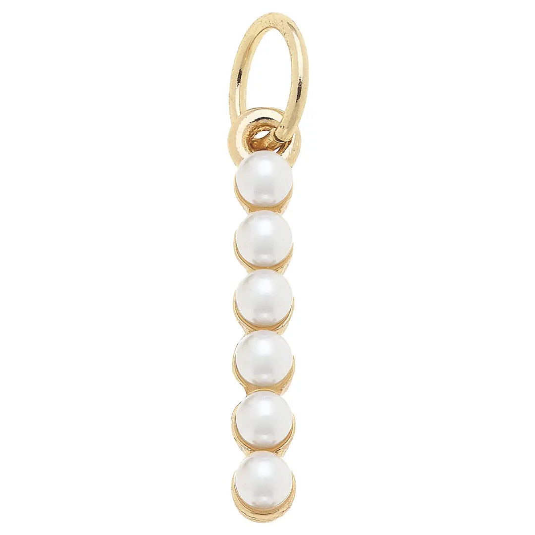 Pearl-Studded Letter Charm in Ivory By Canvas