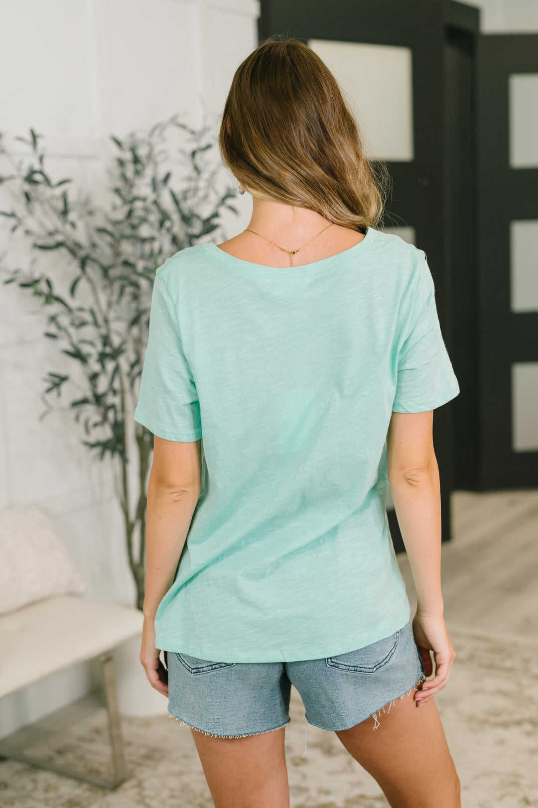 I Don't Have to Choose V-Neck Tee in Mint - 7/10