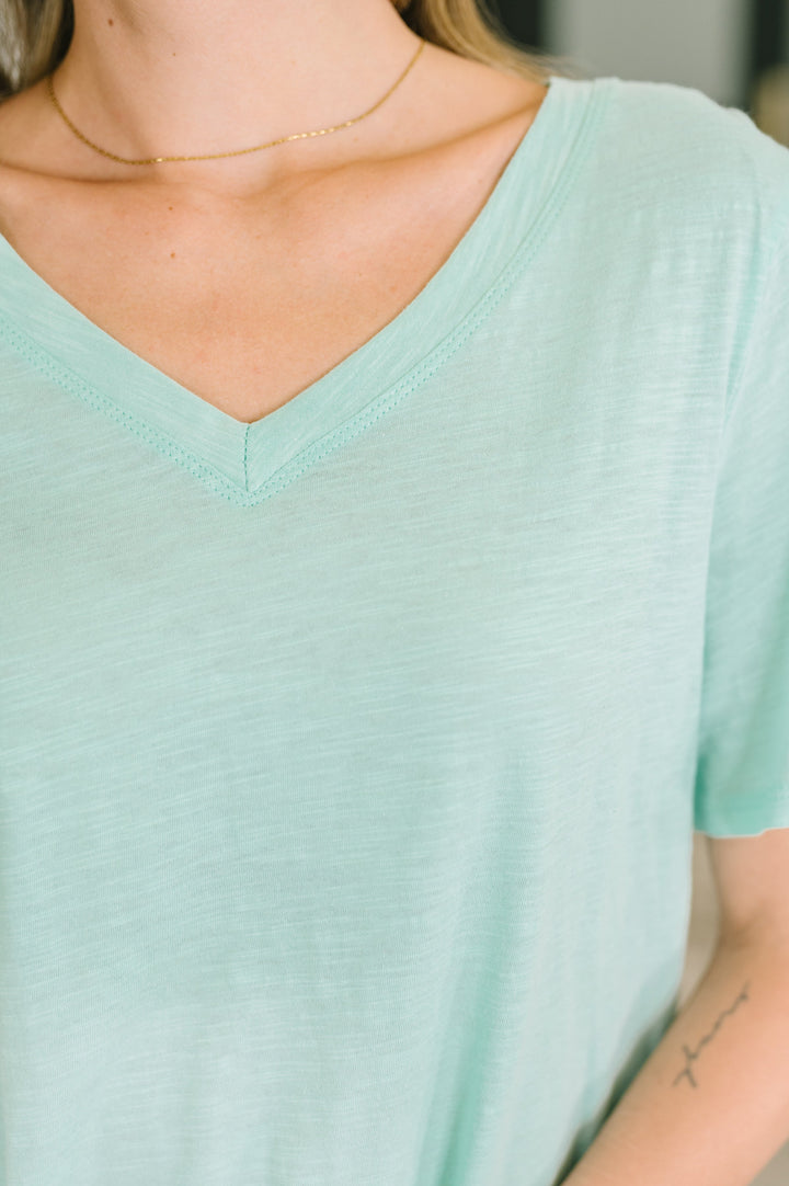 I Don't Have to Choose V-Neck Tee in Mint - 7/10