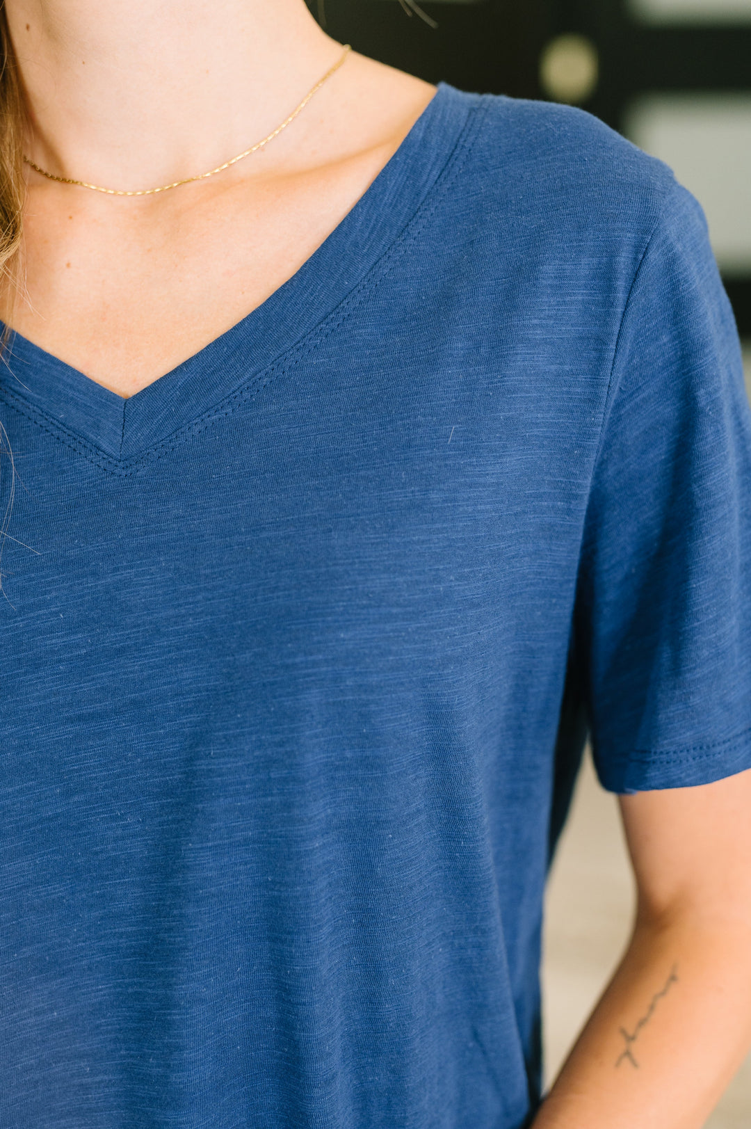 I Don't Have to Choose V-Neck Tee in Navy - 7/10
