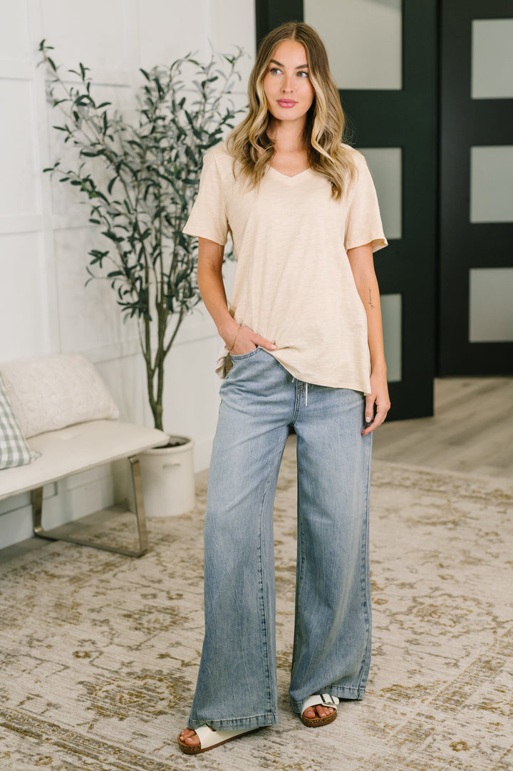 I Don't Have to Choose V-Neck Tee in Oatmeal - 6/11