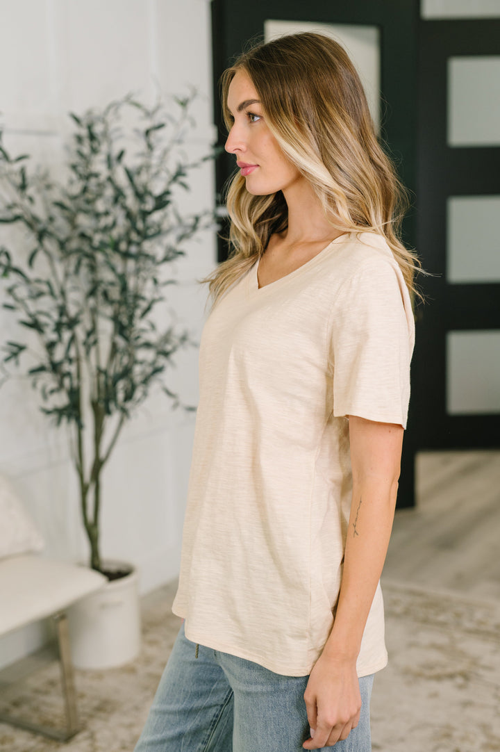 I Don't Have to Choose V-Neck Tee in Oatmeal - 6/11