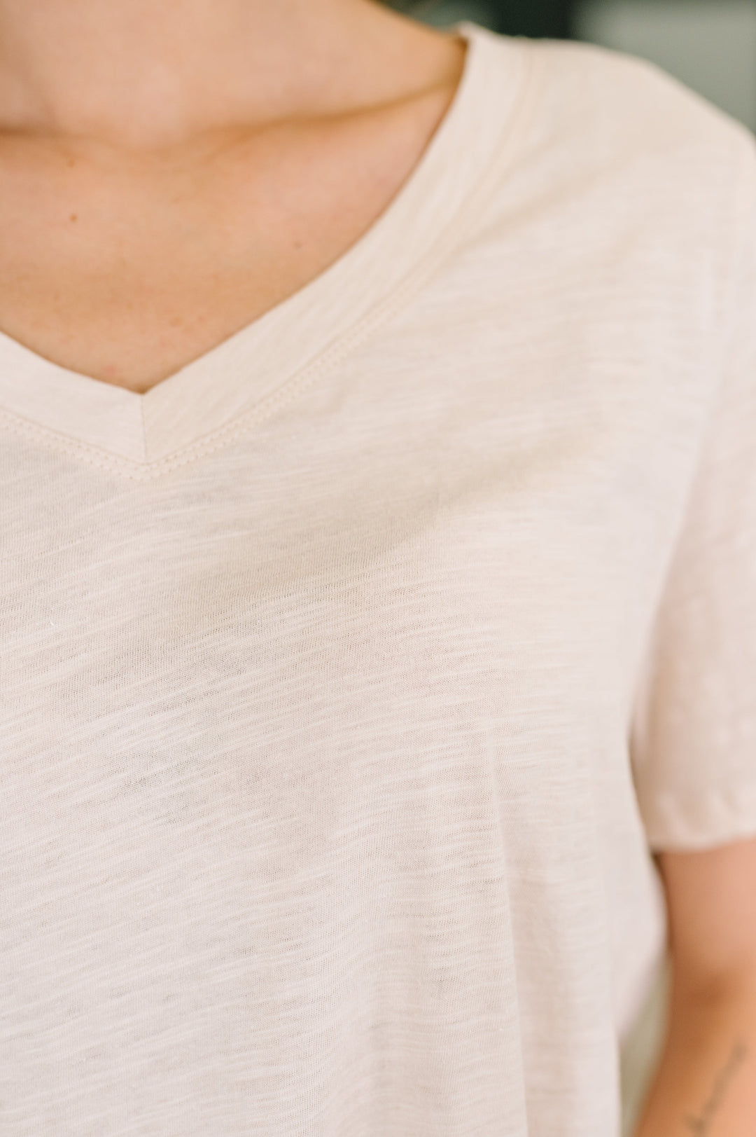 I Don't Have to Choose V-Neck Tee in Oatmeal - 6/11