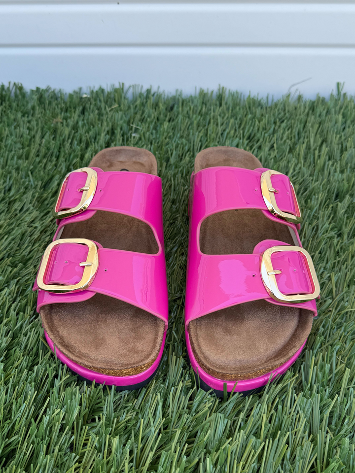 Outwoods Joan Buckle Sandals - Fuchsia