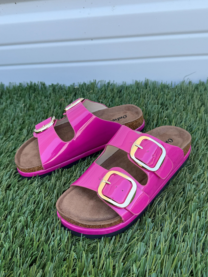 Outwoods Joan Buckle Sandals - Fuchsia
