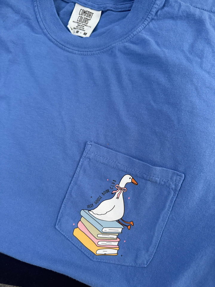 by PrepO: Silly Goose Book Club Comfort Colors Pocket Tee (Ships in 1-2 Weeks)