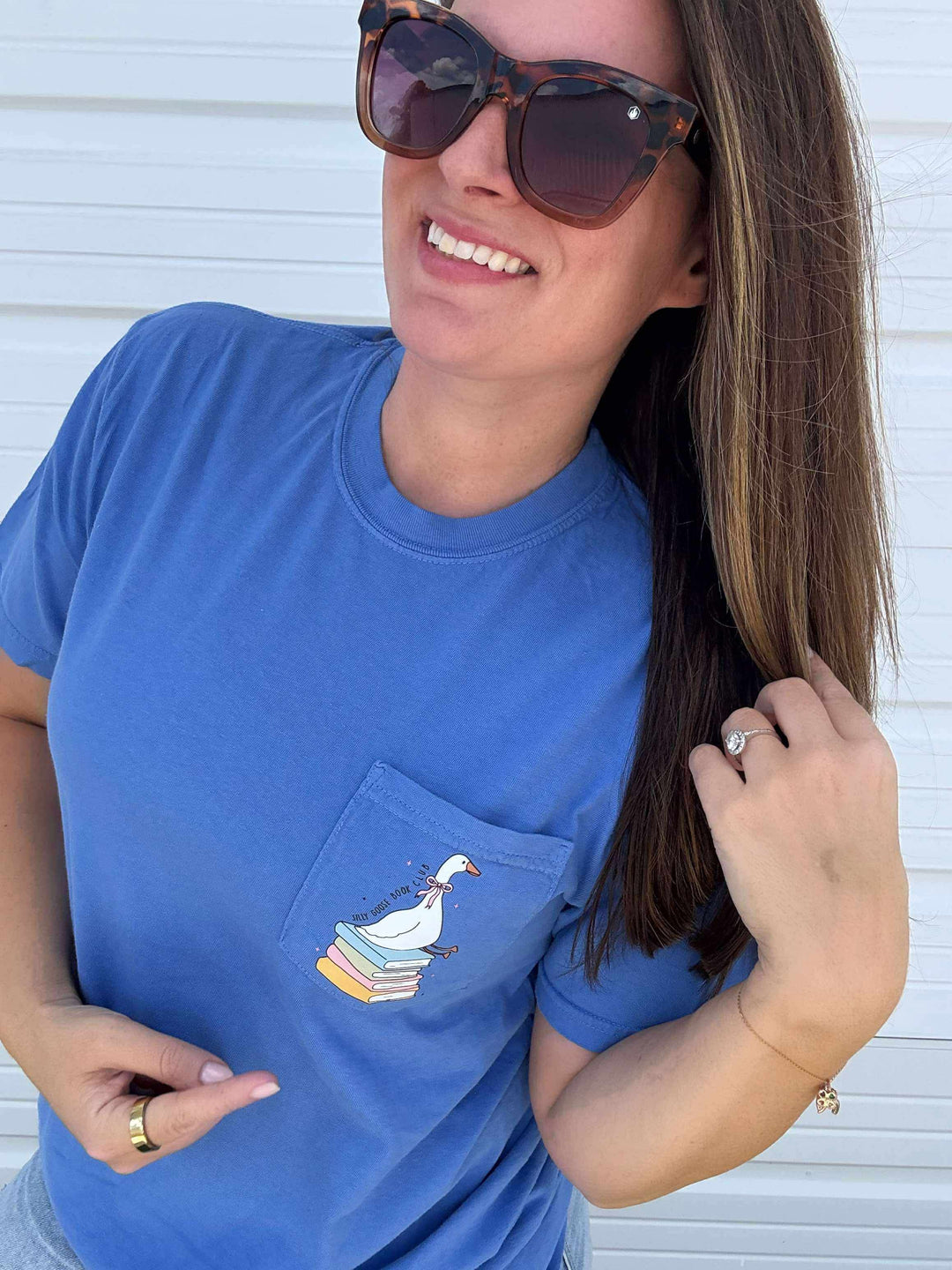by PrepO: Silly Goose Book Club Comfort Colors Pocket Tee (Ships in 1-2 Weeks)