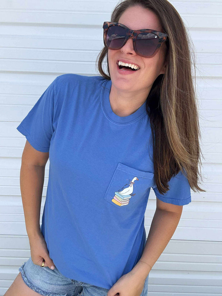 by PrepO: Silly Goose Book Club Comfort Colors Pocket Tee (Ships in 1-2 Weeks)