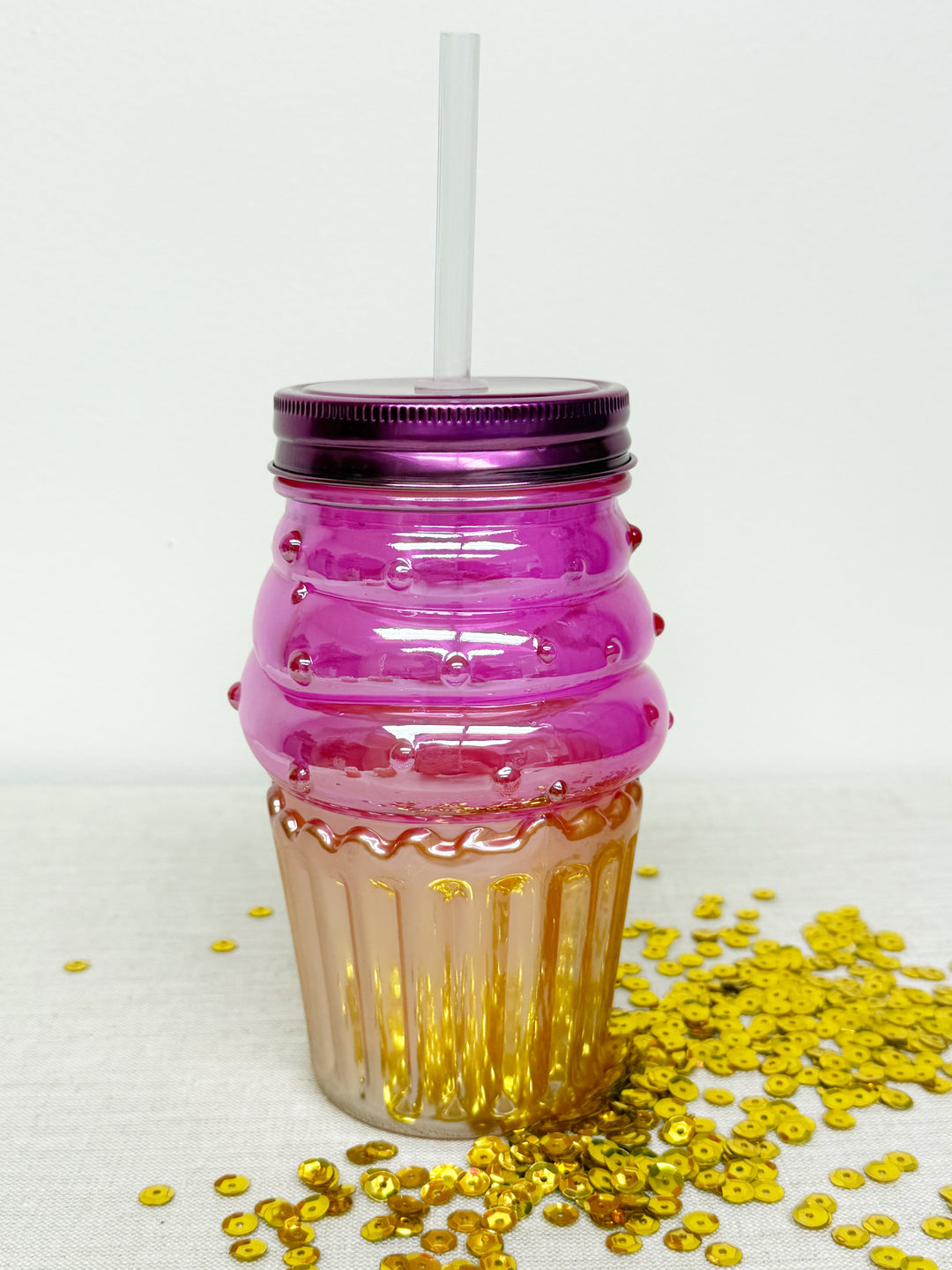 Pink Cupcake Drink Sipper