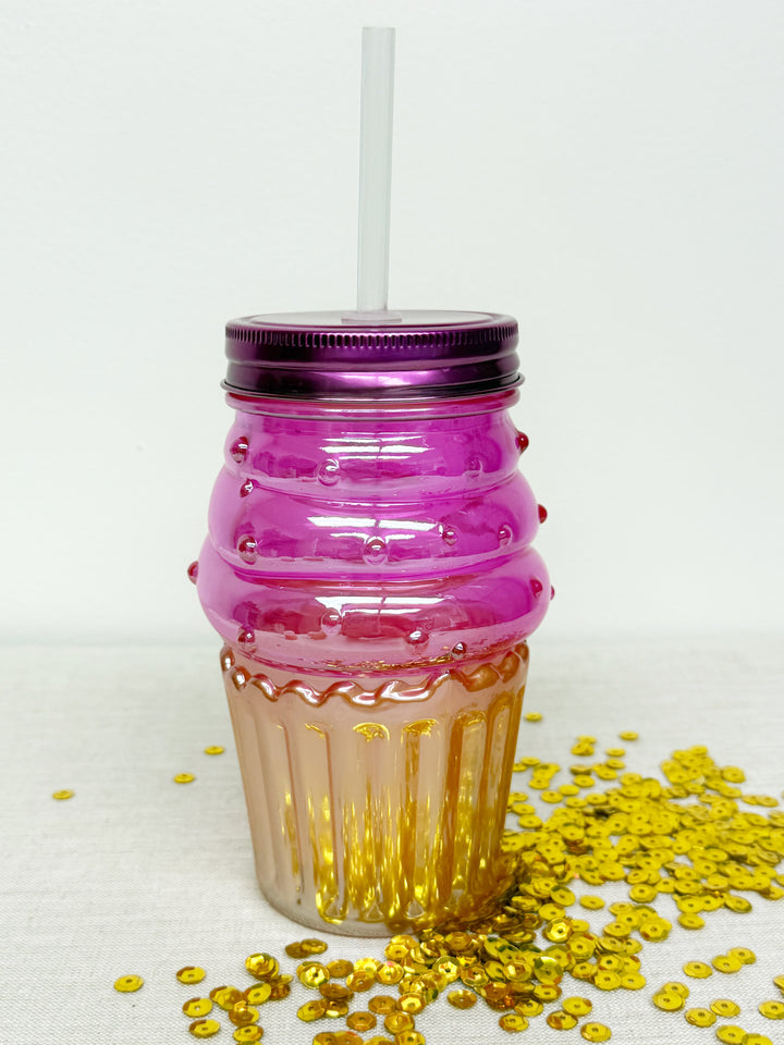 Pink Cupcake Drink Sipper