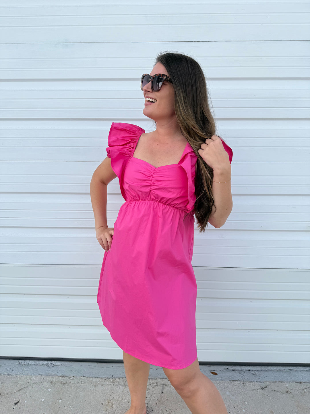 fuchsia short sleeve dress Fuchsia Formal Dresses With Sleeves Short Sleeves Trumpet/Mermaid Zipper Split Long Stretch Satin Formal Dresses