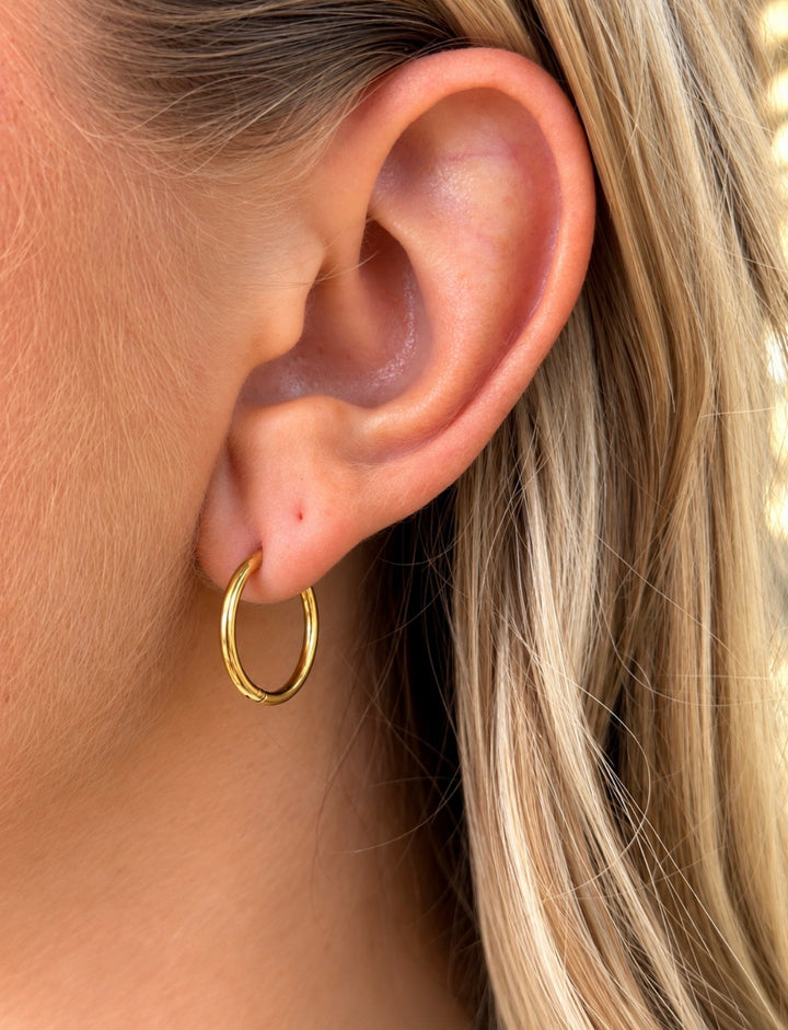 Large Stainless Steel Hoop Earrings - Gold