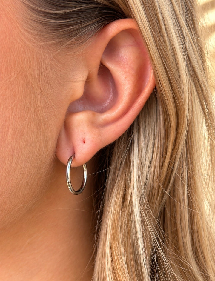 Large Stainless Steel Hoop Earrings - Silver