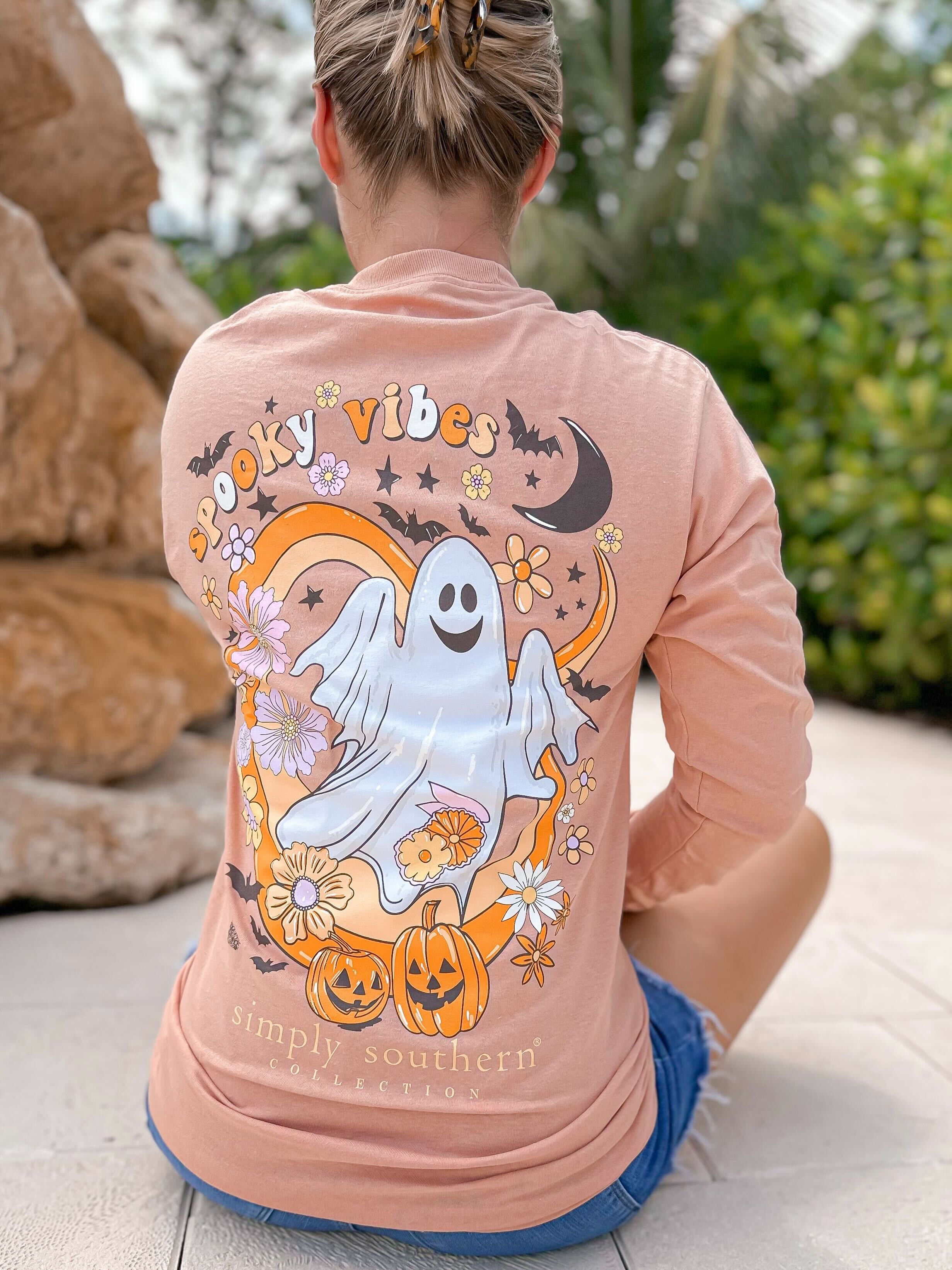 'Spooky Vibes' Ghost Long Sleeve Tee by Simply Southern