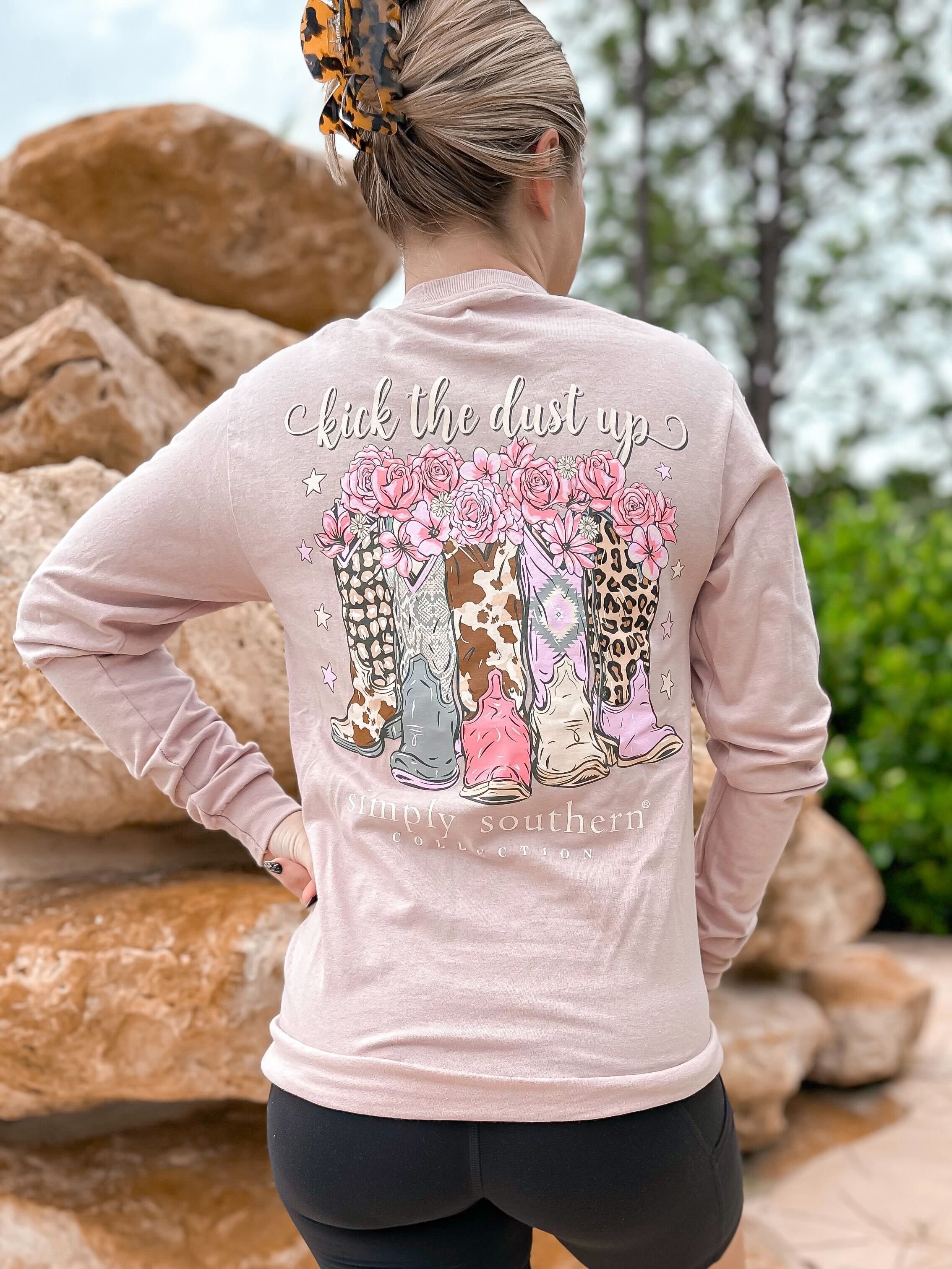 'Kick The Dust Up' Cowboy Boots Long Sleeve Tee by Simply Southern