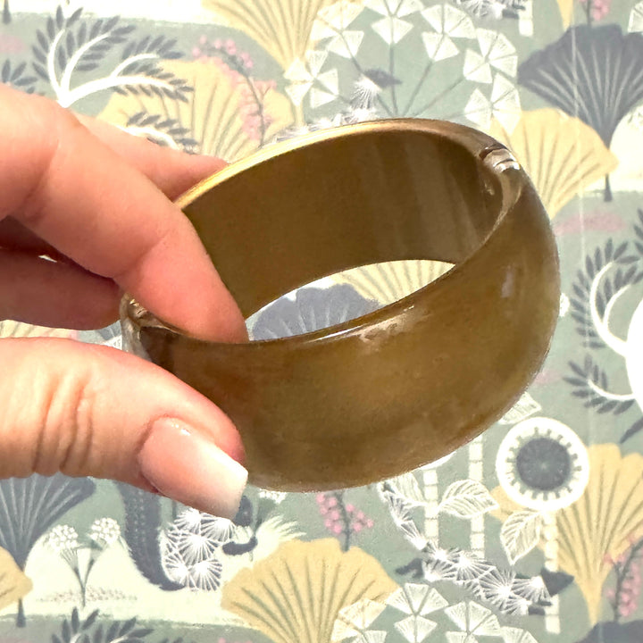 Golden Lining – Vintage Lucite Clamper Bracelet by Leetie Lovendale (Preorder: Ships in 2-3 Weeks)