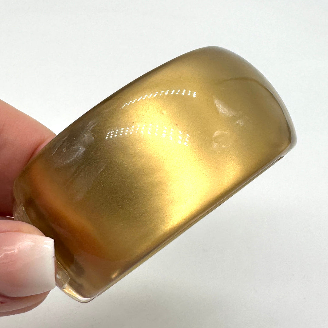 Golden Lining – Vintage Lucite Clamper Bracelet by Leetie Lovendale (Preorder: Ships in 2-3 Weeks)