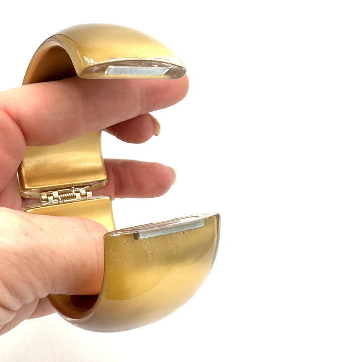 Golden Lining – Vintage Lucite Clamper Bracelet by Leetie Lovendale (Preorder: Ships in 2-3 Weeks)