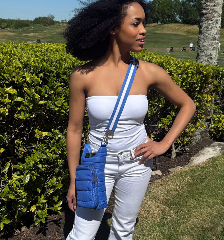 JUNE MARKET: Royal Blue HydroBag® with Blue & White Striped Strap by Wanderfull (Ships in 2-3 Weeks)