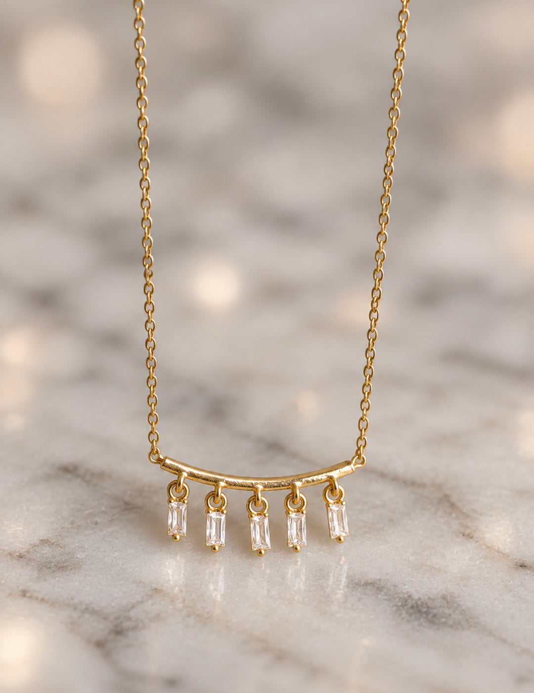 Cubic Zirconia Dangle Pendant Necklace - Choice Of Color