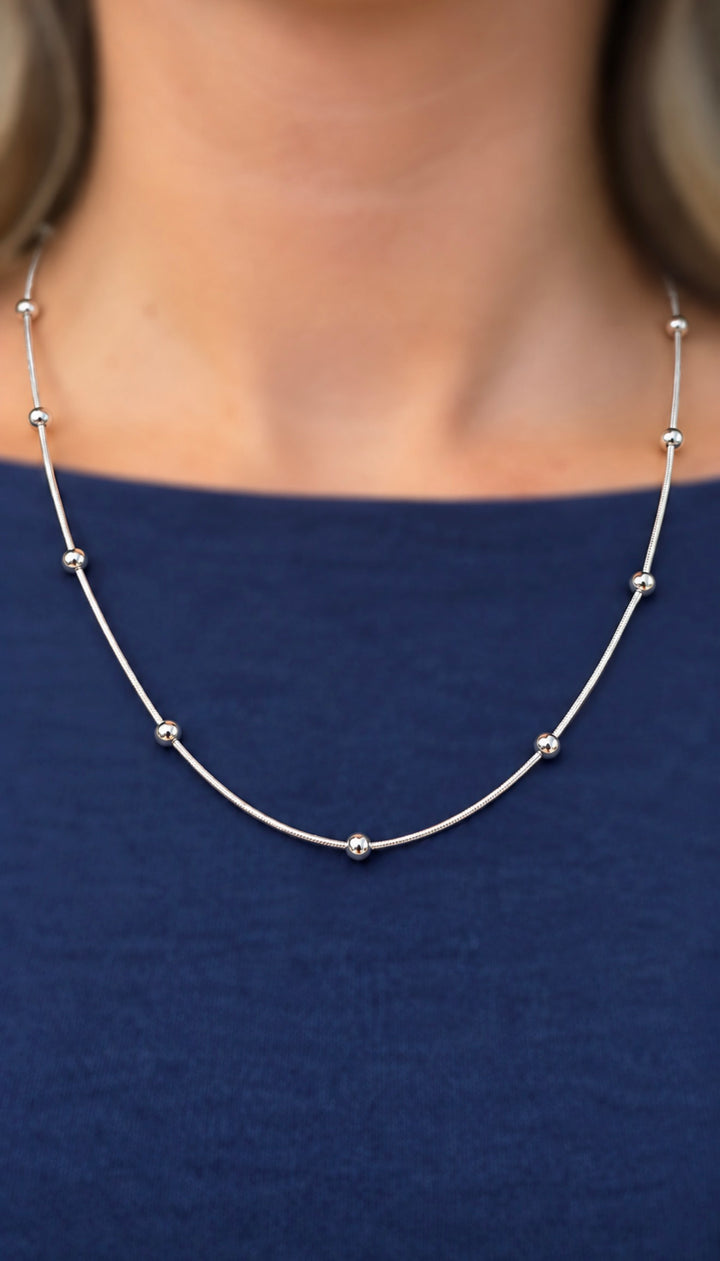 Silver Ball Station Necklace
