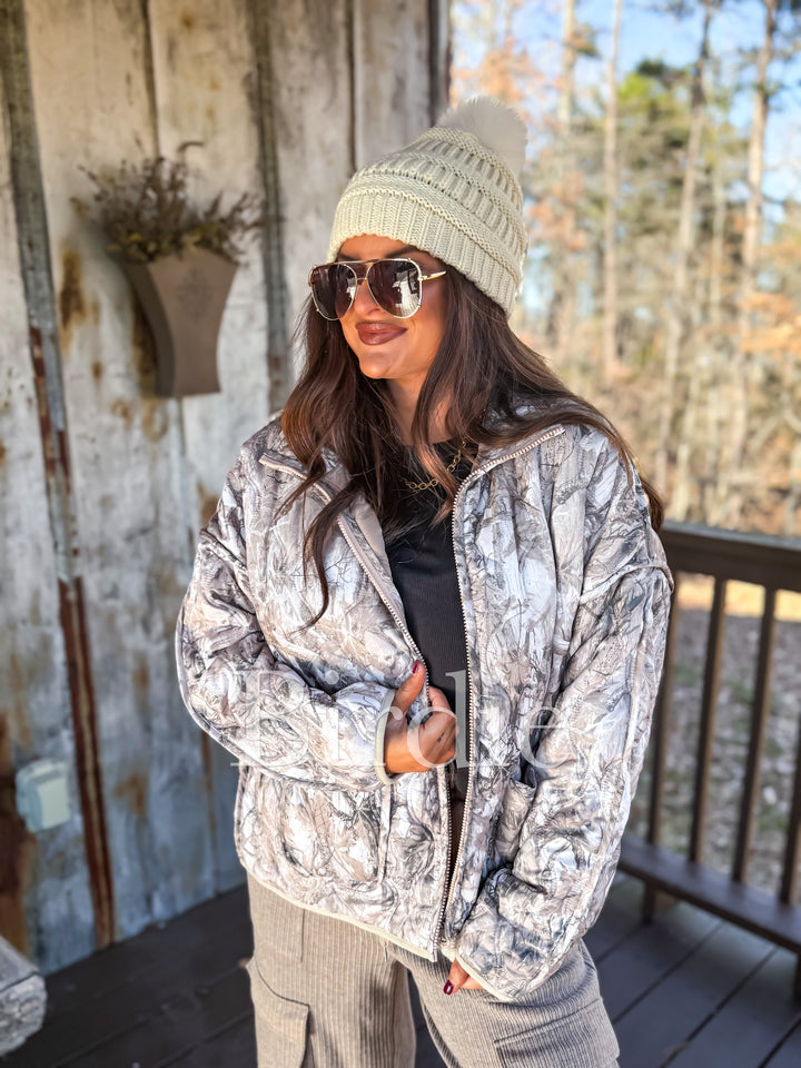 BIRDIE Cozy Cloud Jacket in Dark Camo by Birdie (SEPT ARRAY: Ships in 3-4 Weeks)