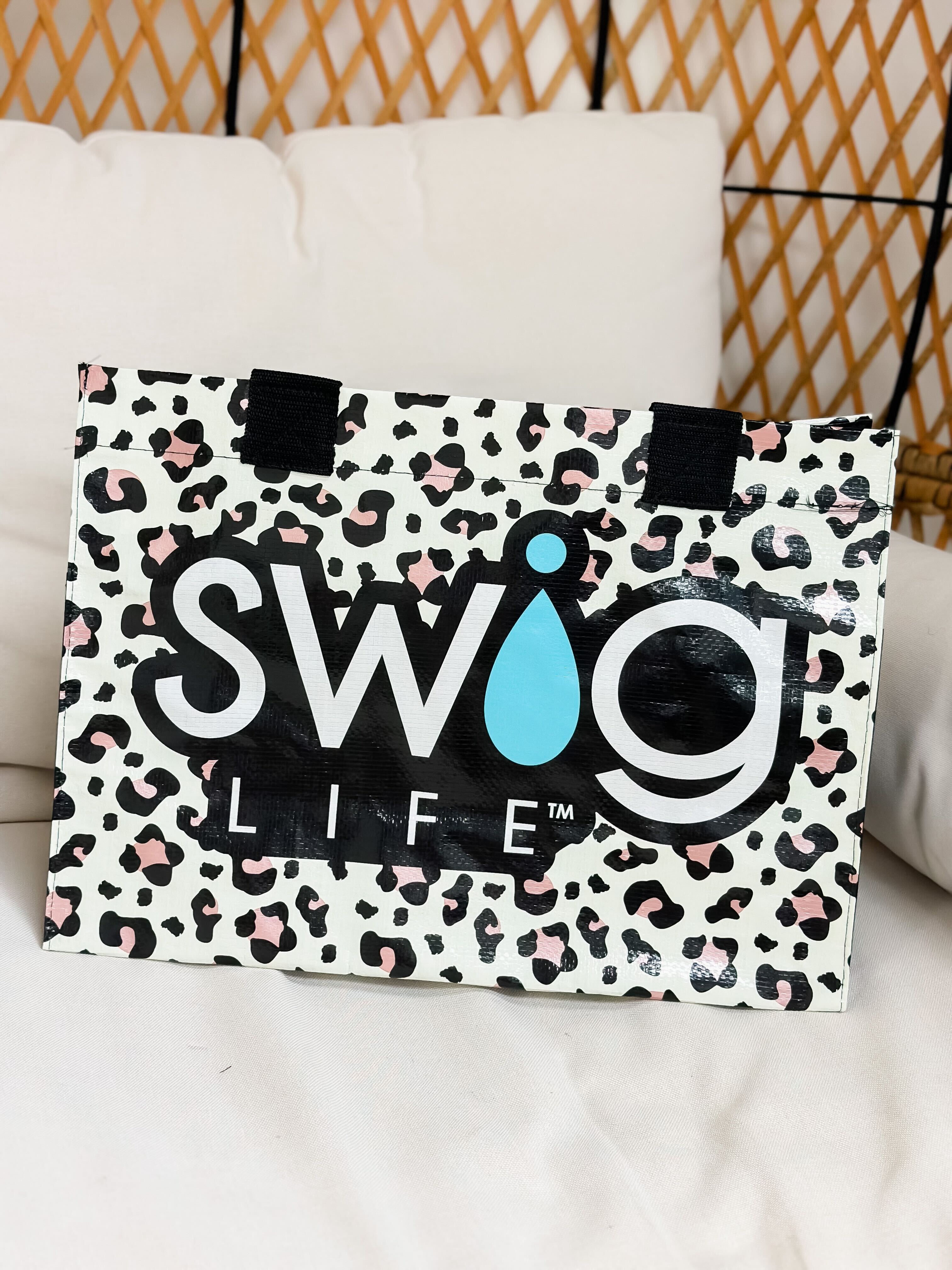 Luxy Leopard Logo Laminated Tote Bag by Swig