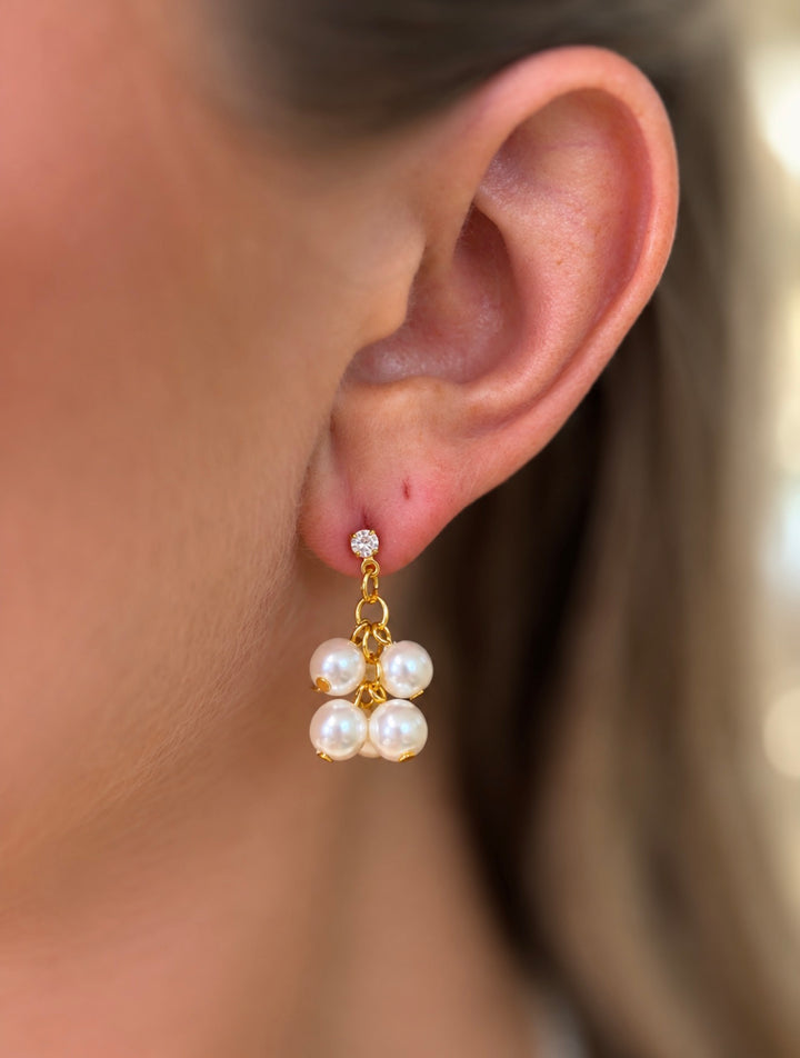 Pearl Cluster Dangle Earrings