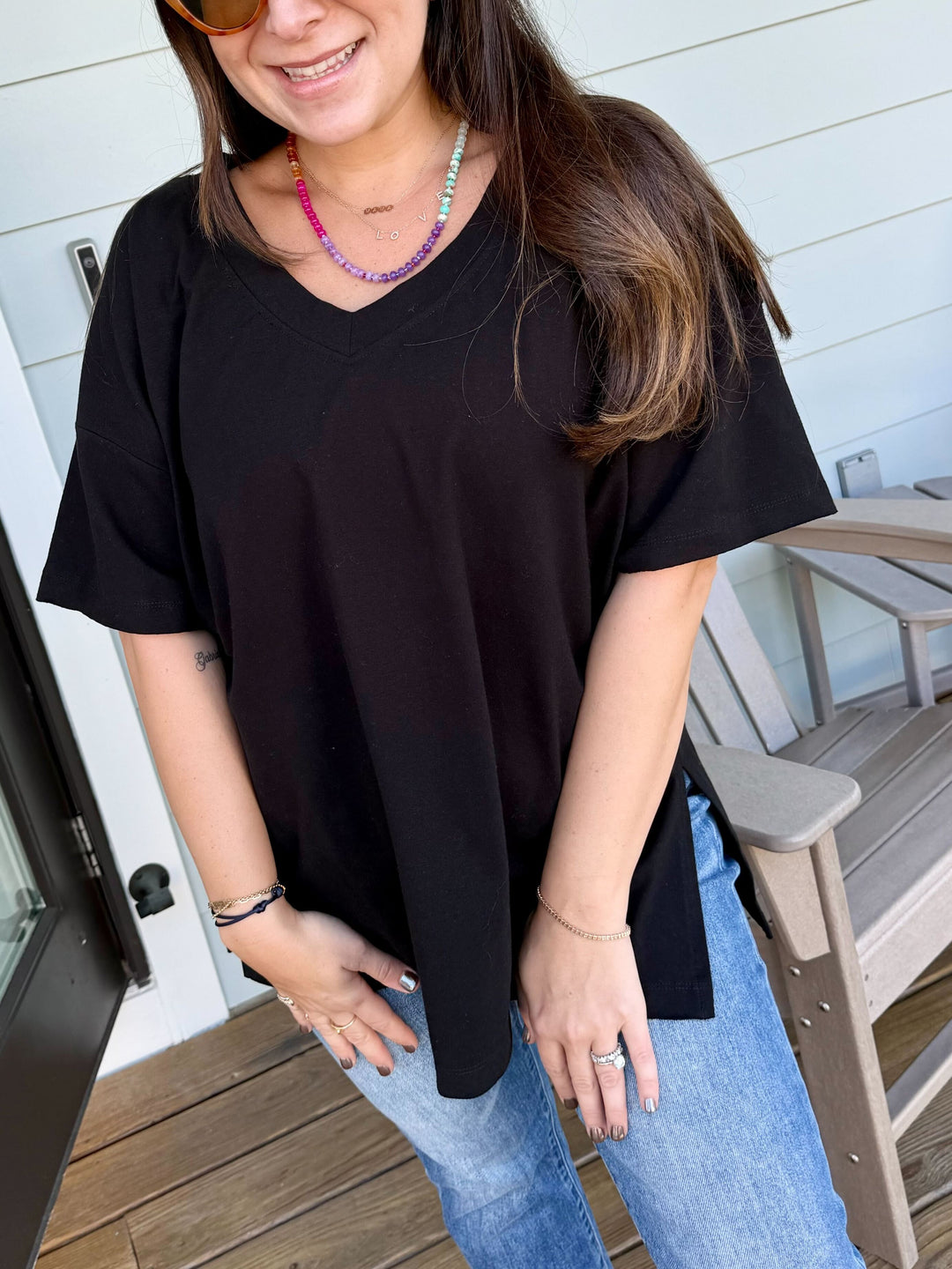 V-Neck Tee by Rae Mode - Black