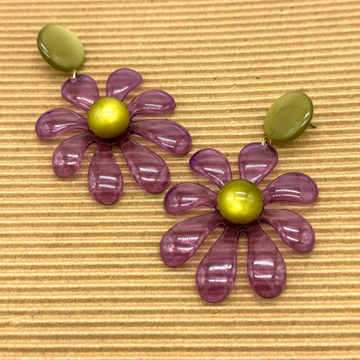 Retro Splat Flower Earrings by Leetie Lovendale (Preorder: Ships in 2-3 Weeks)