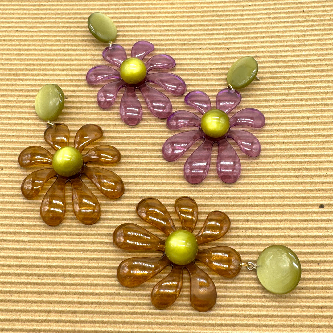 Retro Splat Flower Earrings by Leetie Lovendale (Preorder: Ships in 2-3 Weeks)