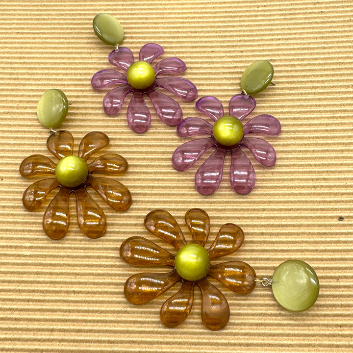 Retro Splat Flower Earrings by Leetie Lovendale (Preorder: Ships in 2-3 Weeks)
