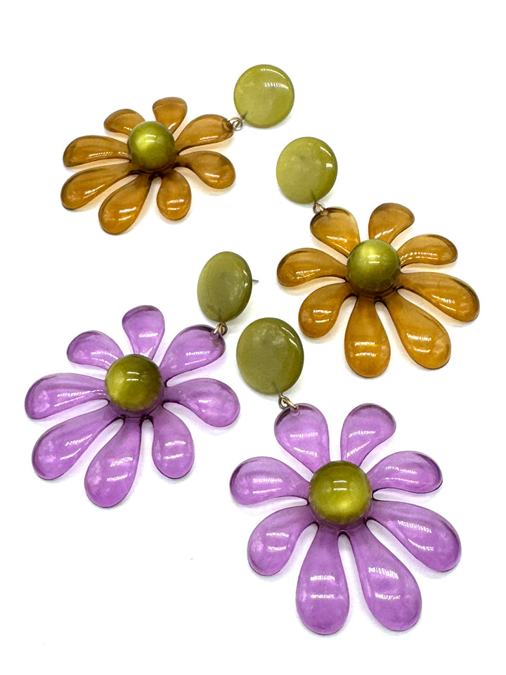 Retro Splat Flower Earrings by Leetie Lovendale (Preorder: Ships in 2-3 Weeks)