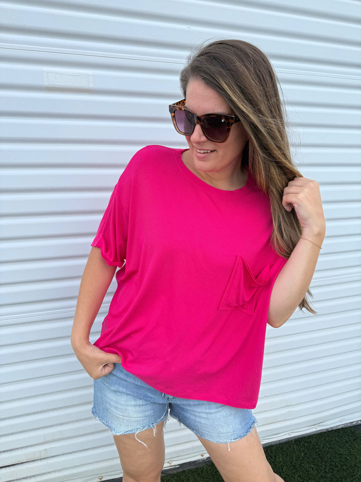 Bare Necessitee Relaxed Tee in Hot Pink