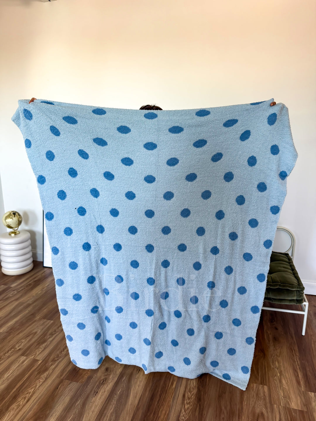 Reversible Blanket in Powder Blue Dot by Birdie (Ships in 2-3 Weeks)