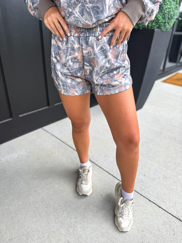 Comfort Terry Shorts in Timber Haze Camo by BIRDIE (Ships in 3-4 Weeks)
