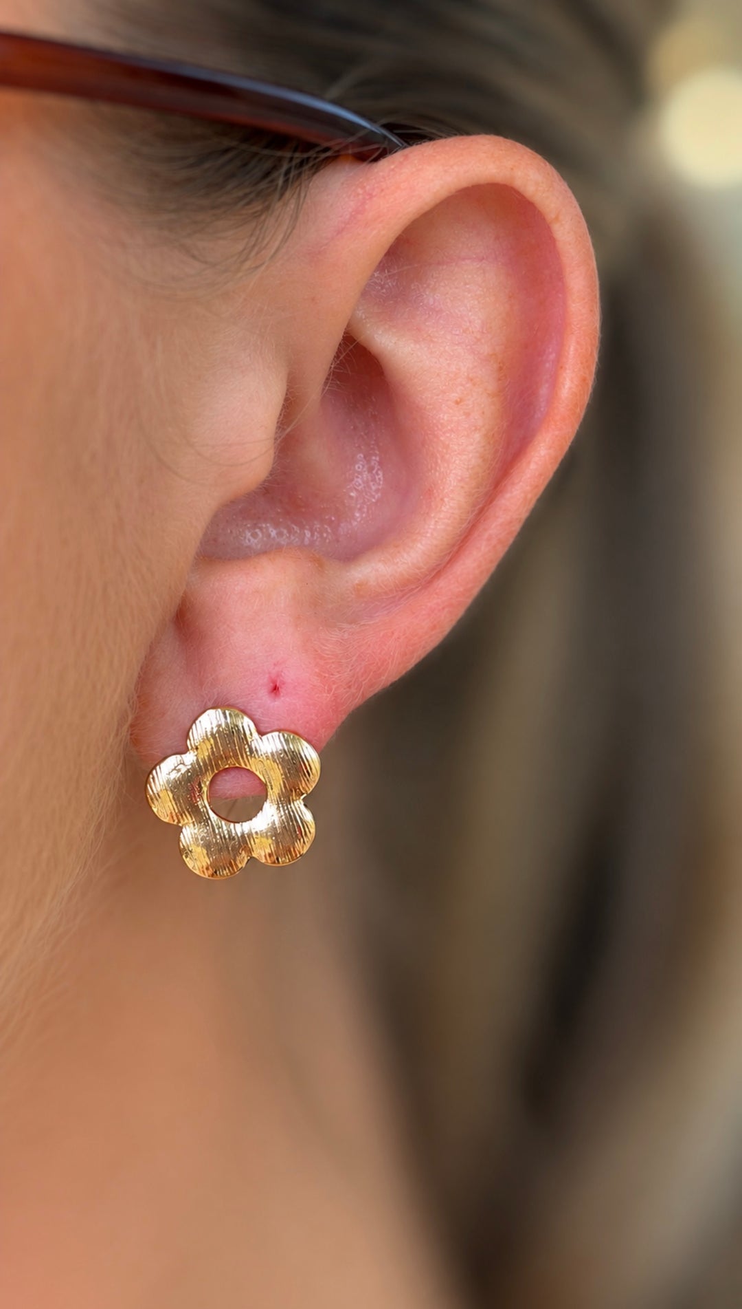 Simple Enamel Flower Earrings Set - Blue