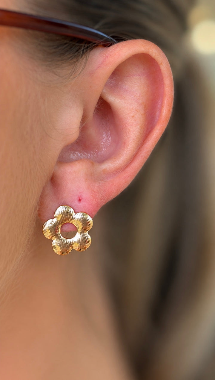 Simple Enamel Flower Earrings Set - Blue