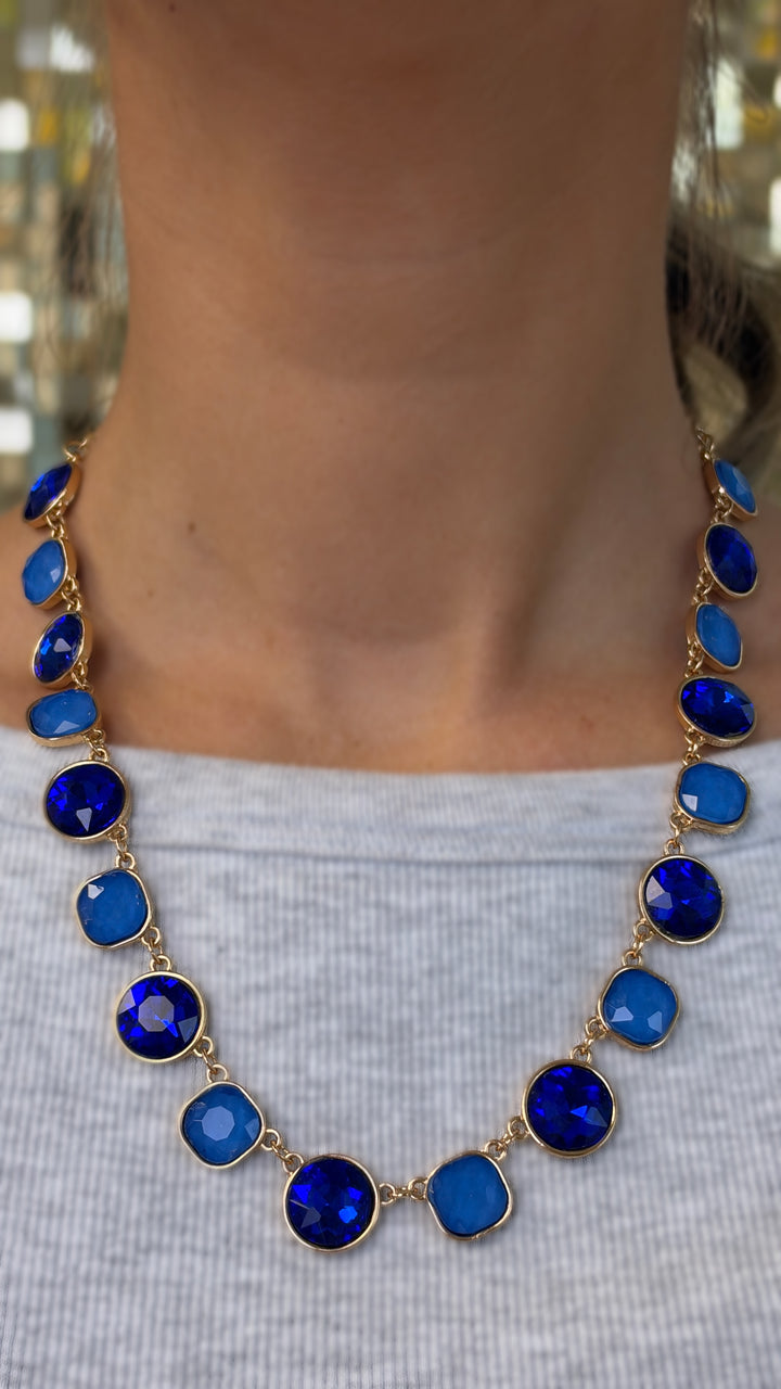 Blue Crystal Statement Necklace