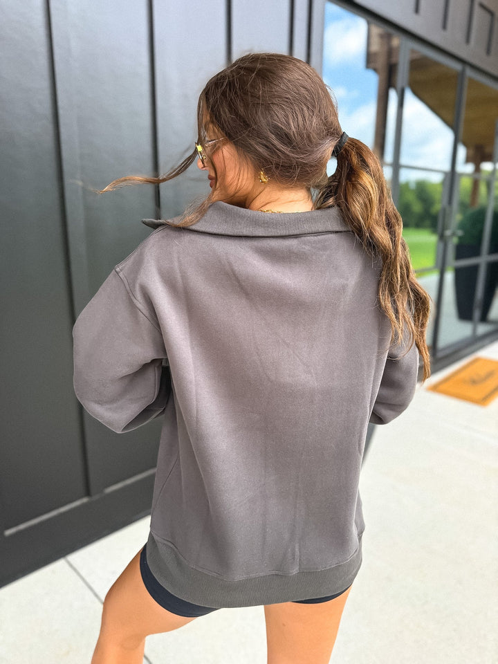 Fleece Out Quarter Zip in Smoked Charcoal by BIRDIE (Ships in 3-4 Weeks)