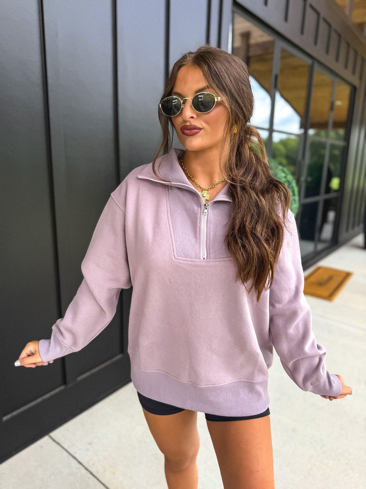 Fleece Out Quarter Zip in Dusty Mauve by BIRDIE (Ships in 3-4 Weeks)