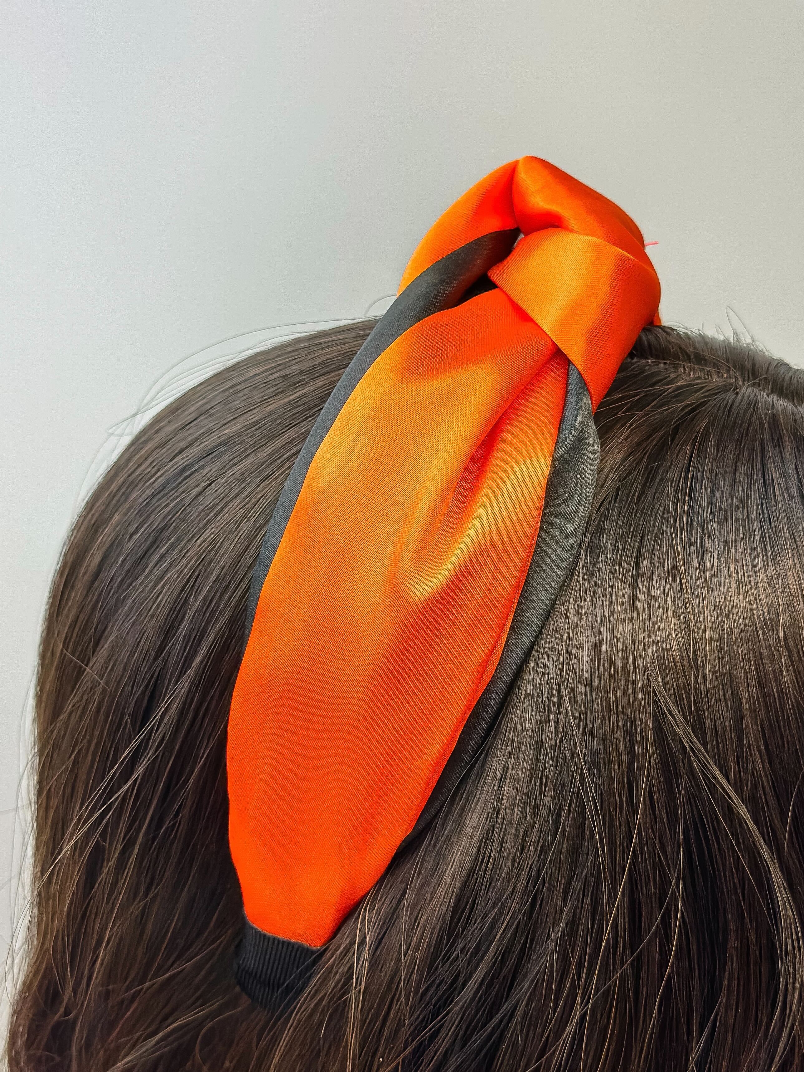 Jumbo Puffy Knotted Headbands - Black & Orange