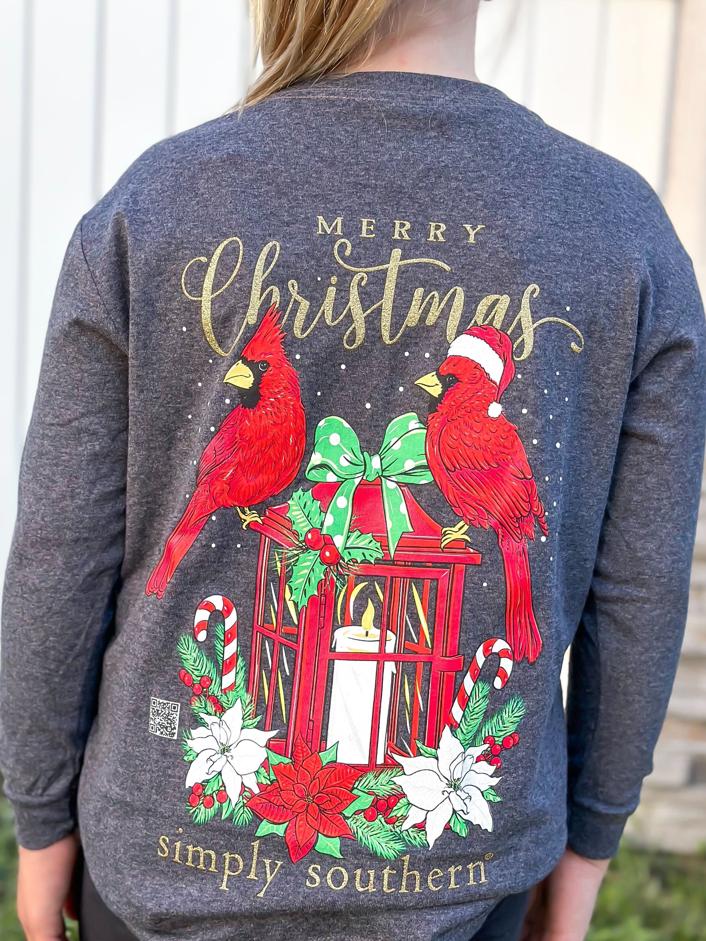 Youth 'Merry Christmas' Cardinals Long Sleeve Tee by Simply Southern