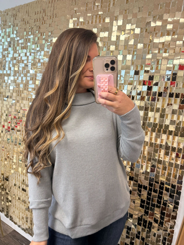 Dolman Tunic Sweater Top - Heather Grey